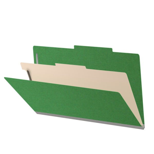 Top Tab Classification Folder, 2" Expansion, Legal Size, 1 Divider, Moss Green (Box of 10)