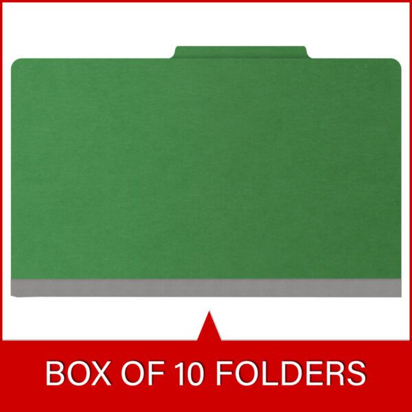 Top Tab Classification Folder, 2" Expansion, Legal Size, 1 Divider, Moss Green (Box of 10) - Image 6