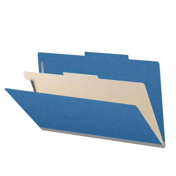 Top Tab Classification Folder, 2" Expansion, Legal Size, 1 Divider, Dark Blue (Box of 10)