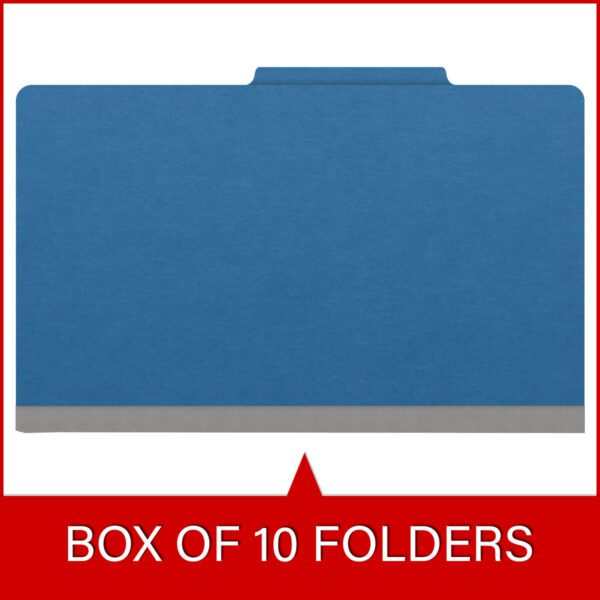 Top Tab Classification Folder, 2" Expansion, Legal Size, 1 Divider, Dark Blue (Box of 10) - Image 6