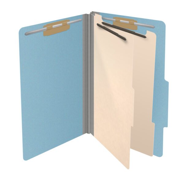 Top Tab Classification Folder, 2" Expansion, Legal Size, 2 Dividers, Light Blue (Box of 10) - Image 4