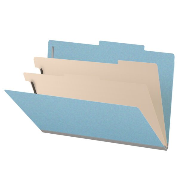 Top Tab Classification Folder, 2" Expansion, Legal Size, 2 Dividers, Light Blue (Box of 10)