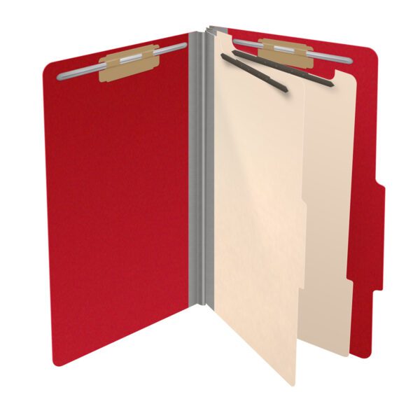 Top Tab Classification Folder, 2" Expansion, Legal Size, 2 Dividers, Deep Red (Box of 10) - Image 4