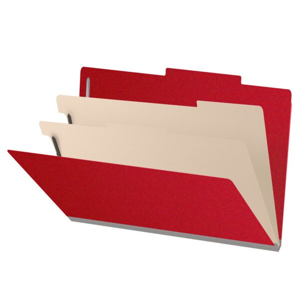 Top Tab Classification Folder, 2" Expansion, Legal Size, 2 Dividers, Deep Red (Box of 10)