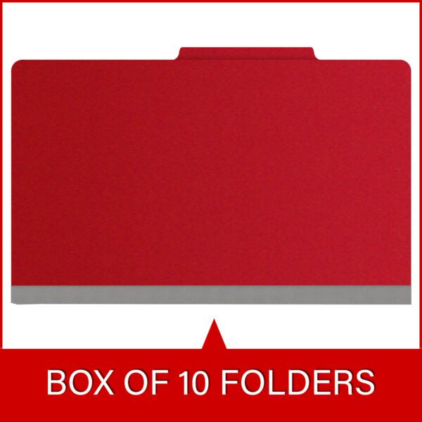 Top Tab Classification Folder, 2" Expansion, Legal Size, 2 Dividers, Deep Red (Box of 10) - Image 6