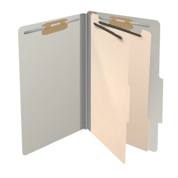 Top Tab Classification Folder, 2" Expansion, Legal Size, 2 Dividers, Light Gray (Box of 10) - Image 4