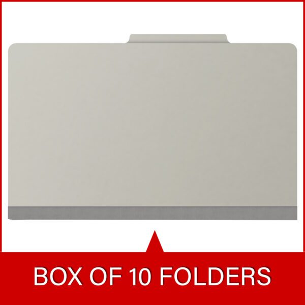 Top Tab Classification Folder, 2" Expansion, Legal Size, 2 Dividers, Light Gray (Box of 10) - Image 6