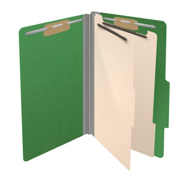 Top Tab Classification Folder, 2" Expansion, Legal Size, 2 Dividers, Moss Green (Box of 10) - Image 4