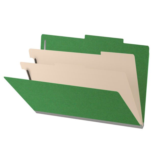 Top Tab Classification Folder, 2" Expansion, Legal Size, 2 Dividers, Moss Green (Box of 10)