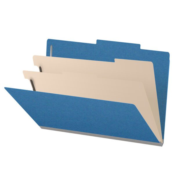 Top Tab Classification Folder, 2" Expansion, Legal Size, 2 Dividers, Dark Blue (Box of 10)