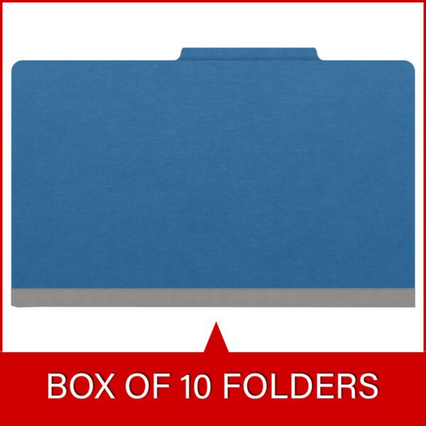 Top Tab Classification Folder, 2" Expansion, Legal Size, 2 Dividers, Dark Blue (Box of 10) - Image 6