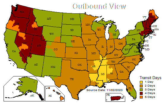 File Supplies UPS delivery Map