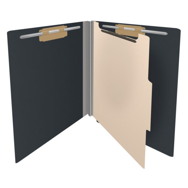 Side Tab Classification Folder, 2" Expansion, Letter Size, 1 Divider, Black (Box of 10) - Image 4