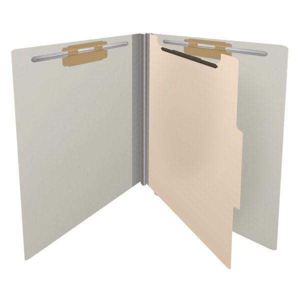 Side Tab Classification Folder, 2" Expansion, Letter Size, 1 Divider, Light Gray (Box of 10) - Image 4