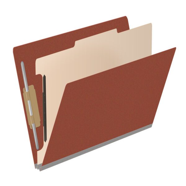 Side Tab Classification Folder, 2" Expansion, Letter Size, 1 Divider, Brick Red (Box of 10) - Image 2