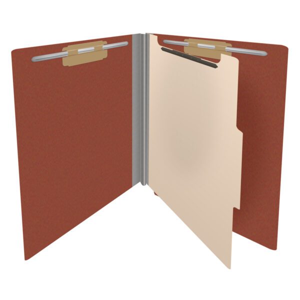 Side Tab Classification Folder, 2" Expansion, Letter Size, 1 Divider, Brick Red (Box of 10) - Image 4