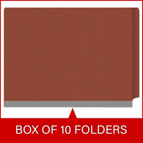 Side Tab Classification Folder, 2" Expansion, Letter Size, 1 Divider, Brick Red (Box of 10) - Image 6