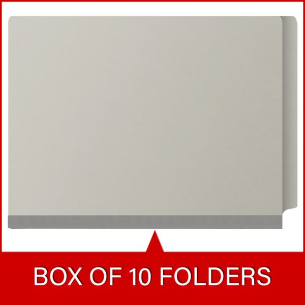 Side Tab Classification Folder, 2" Expansion, Letter Size, 2 Dividers, Light Gray (Box of 10) - Image 6
