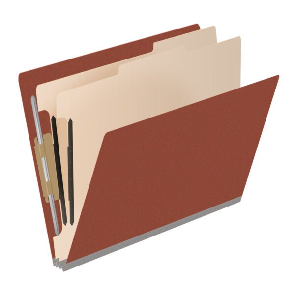 Side Tab Classification Folder, 2" Expansion, Letter Size, 2 Dividers, Brick Red (Box of 10) - Image 2