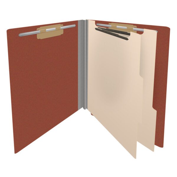 Side Tab Classification Folder, 2" Expansion, Letter Size, 2 Dividers, Brick Red (Box of 10) - Image 4