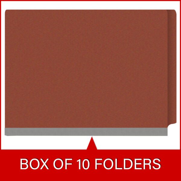 Side Tab Classification Folder, 2" Expansion, Letter Size, 2 Dividers, Brick Red (Box of 10) - Image 6