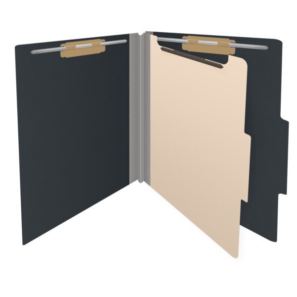 Top Tab Classification Folder, 2" Expansion, Letter Size, 1 Divider, Black (Box of 10) - Image 4