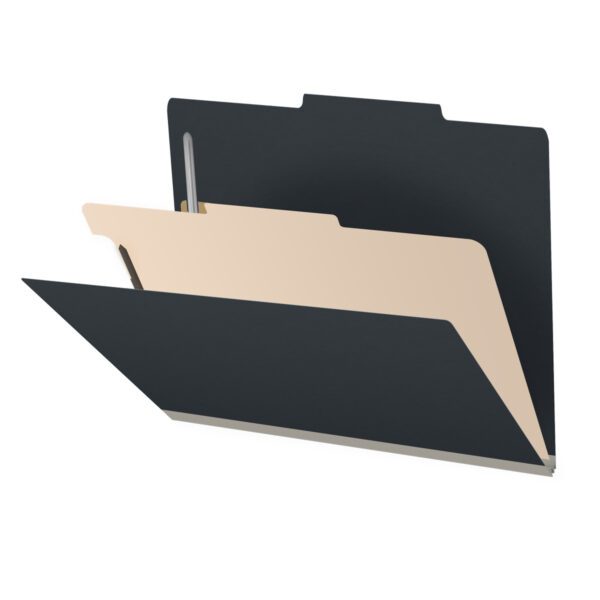 Top Tab Classification Folder, 2" Expansion, Letter Size, 1 Divider, Black (Box of 10)