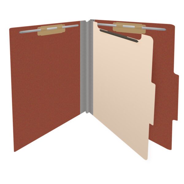 Top Tab Classification Folder, 2" Expansion, Letter Size, 1 Divider, Brick Red (Box of 10) - Image 4