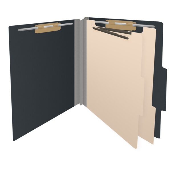 Top Tab Classification Folder, 2" Expansion, Letter Size, 2 Dividers, Black (Box of 10) - Image 4