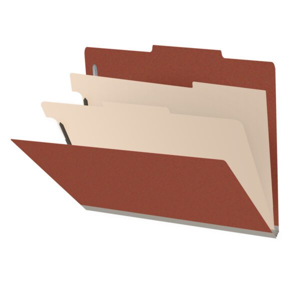 Top Tab Classification Folder, 2" Expansion, Letter Size, 2 Dividers, Brick Red (Box of 10)