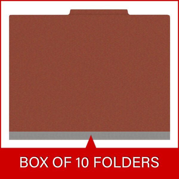 Top Tab Classification Folder, 2" Expansion, Letter Size, 2 Dividers, Brick Red (Box of 10) - Image 6