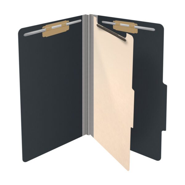Top Tab Classification Folder, 2" Expansion, Legal Size, 1 Divider, Black (Box of 10) - Image 4