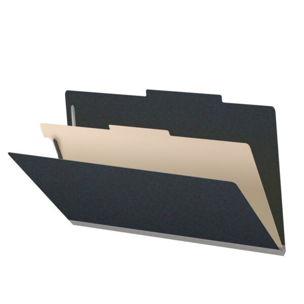 Top Tab Classification Folder, 2" Expansion, Legal Size, 1 Divider, Black (Box of 10)