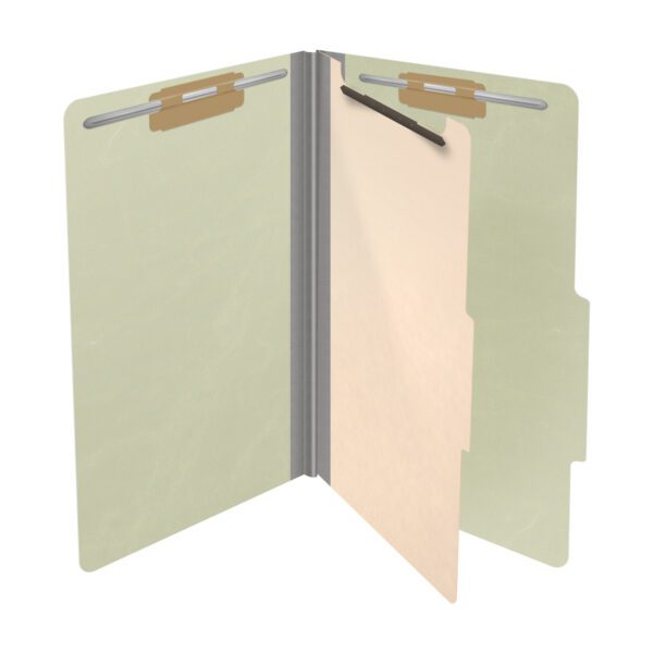 Top Tab Classification Folder, 2" Expansion, Legal Size, 1 Divider, Light Green (Box of 10) - Image 4