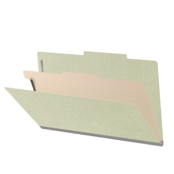 Top Tab Classification Folder, 2" Expansion, Legal Size, 1 Divider, Light Green (Box of 10)