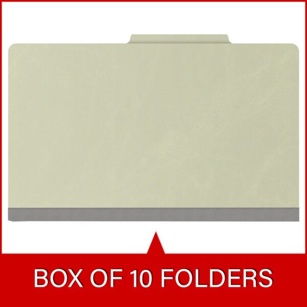 Top Tab Classification Folder, 2" Expansion, Legal Size, 1 Divider, Light Green (Box of 10) - Image 6