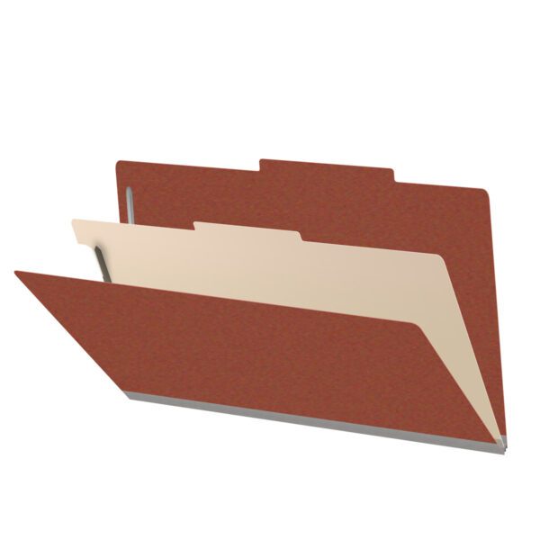 Top Tab Classification Folder, 2" Expansion, Legal Size, 1 Divider, Brick Red (Box of 10)