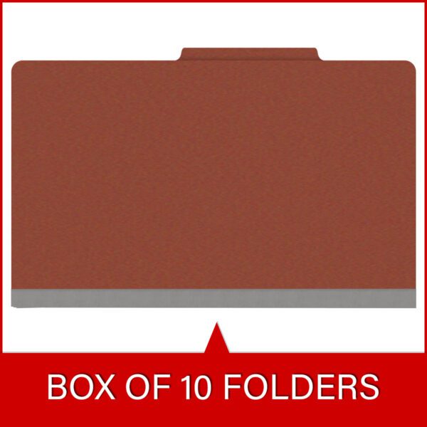 Top Tab Classification Folder, 2" Expansion, Legal Size, 1 Divider, Brick Red (Box of 10) - Image 6