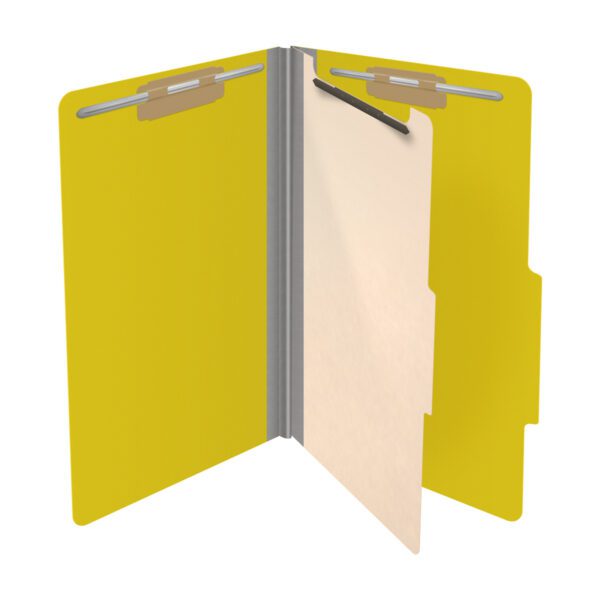 Top Tab Classification Folder, 2" Expansion, Legal Size, 1 Divider, Yellow (Box of 10) - Image 4
