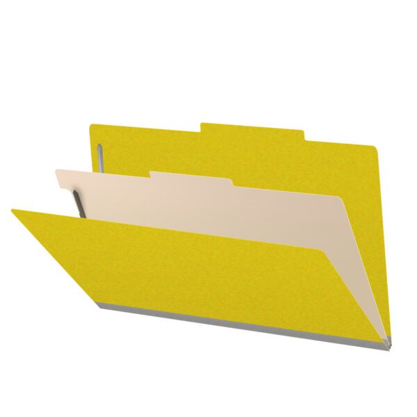 Top Tab Classification Folder, 2" Expansion, Legal Size, 1 Divider, Yellow (Box of 10)