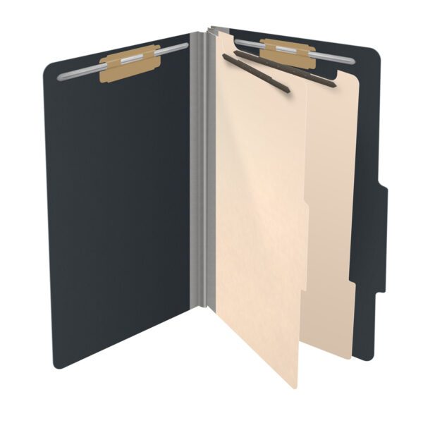 Top Tab Classification Folder, 2" Expansion, Legal Size, 2 Dividers, Black (Box of 10) - Image 4
