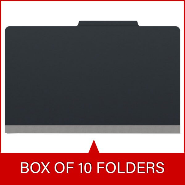 Top Tab Classification Folder, 2" Expansion, Legal Size, 2 Dividers, Black (Box of 10) - Image 6