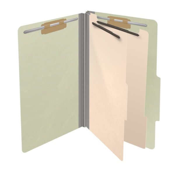 Top Tab Classification Folder, 2" Expansion, Legal Size, 2 Dividers, Pale Green (Box of 10) - Image 4