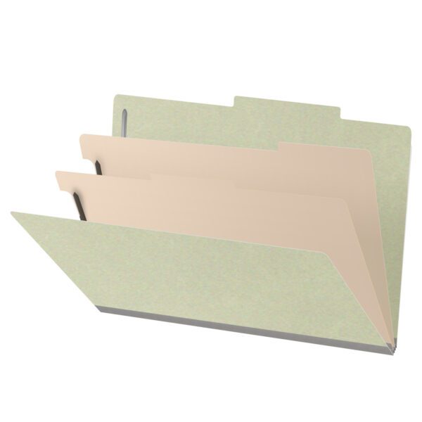 Top Tab Classification Folder, 2" Expansion, Legal Size, 2 Dividers, Pale Green (Box of 10)