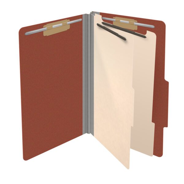 Top Tab Classification Folder, 2" Expansion, Legal Size, 2 Dividers, Brick Red (Box of 10) - Image 4