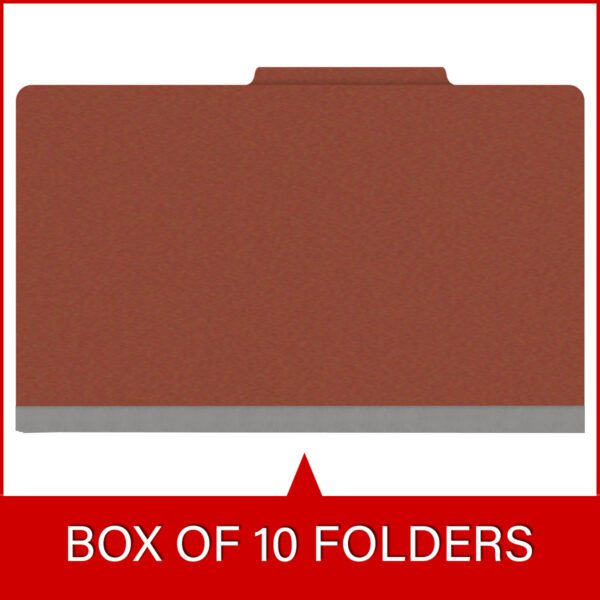 Top Tab Classification Folder, 2" Expansion, Legal Size, 2 Dividers, Brick Red (Box of 10) - Image 6