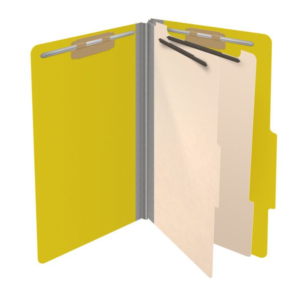 Top Tab Classification Folder, 2" Expansion, Legal Size, 2 Dividers, Yellow (Box of 10) - Image 4