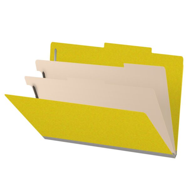 Top Tab Classification Folder, 2" Expansion, Legal Size, 2 Dividers, Yellow (Box of 10)