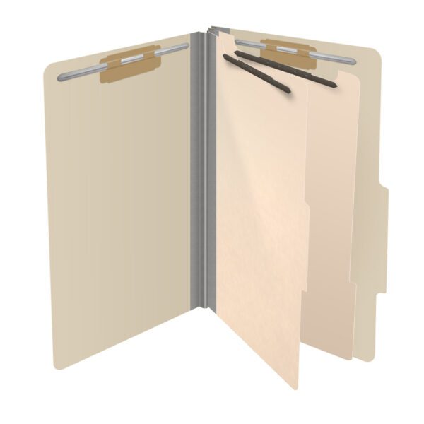 Top Tab Classification Folder, 2" Expansion, Legal Size, 2 Dividers, Manila (Box of 10) - Image 4